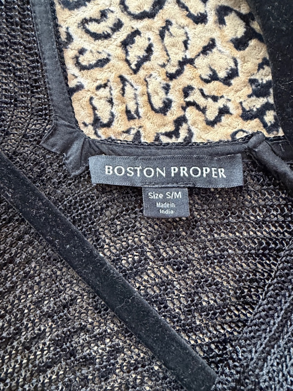 Boston Proper Black Crochet Cover-Up with Velvet Trim - Picture 8 of 10